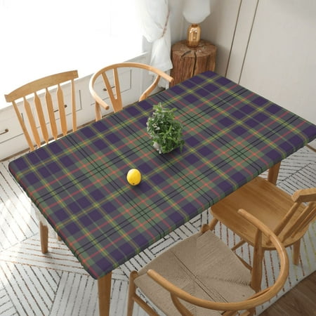 

Home Deluxe Tablecloth Taylor Family Tartan Weathered Mauve Waterproof Elastic Rim Edged Table Cover- For Christmas Parties And Picnics 5ft