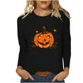 thumbnail image 2 of Jsaierl Halloween Shirts for Women Funny Pumpkin Ghost Graphic Tees Stretch Round Neck T-shirt Long Sleeve Dressy Casual Blouse Tops Halloween Clothes, 2 of 4