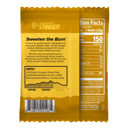 Honey Stinger Organic Waffle Snack, Honey, 1.06 oz, 1 Count