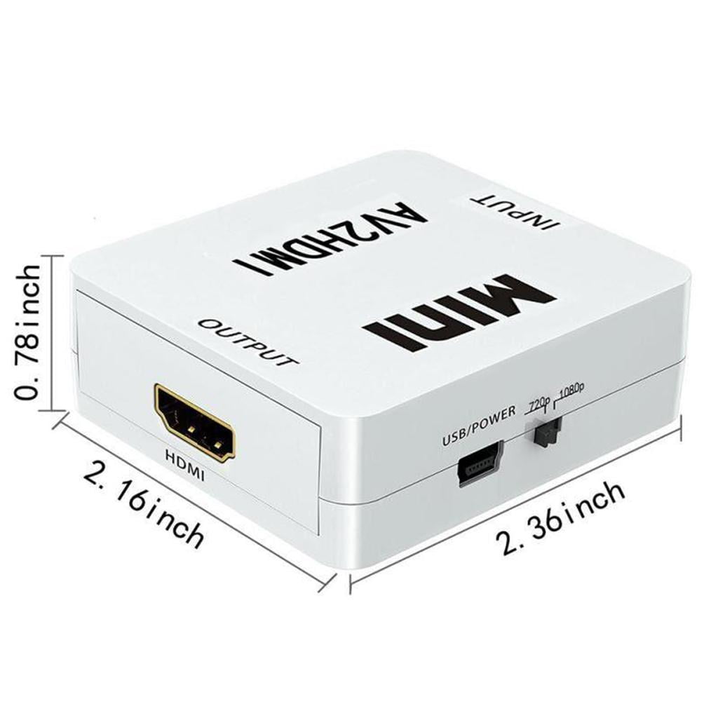RCA a HDMI AV a HDMI 1080P 3RCA CVBS AV HDMI Video Compuesto Adaptador Convertidor de Audio Compatible con PAL NTSC con Cable de Carga USB para HD Blanco Sunnimix