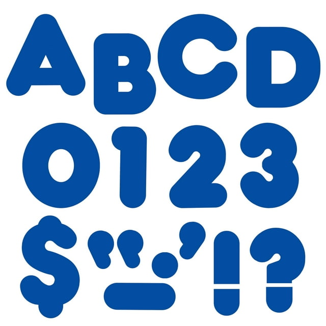 Tablón de anuncios moderno, azul real, 4 letras informales de 4 cm