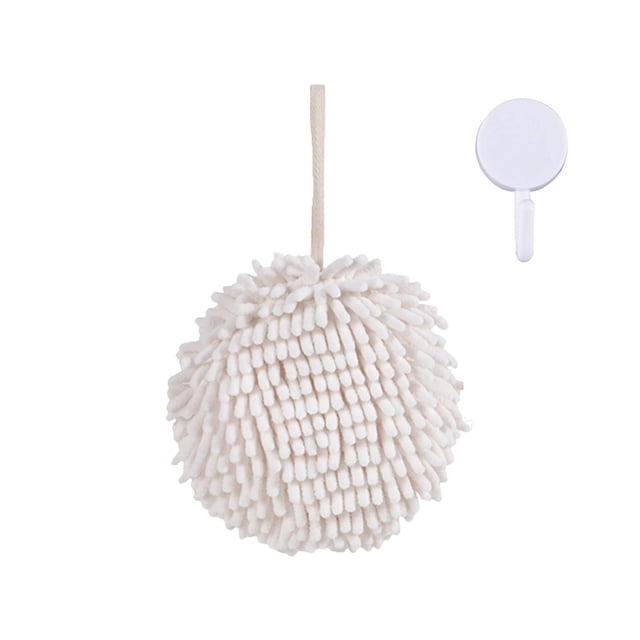 Toallas de secado de mano suave colgantes, juego de decoración de baño, toalla de mano esponjosa gruesa con gancho - Blanco