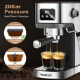thumbnail image 4 of Espresso Machine,20 bar espresso machine with milk frother for latte,cappuccino, household espresso maker,1.1L Water Tank,Stainless Steel, 4 of 8