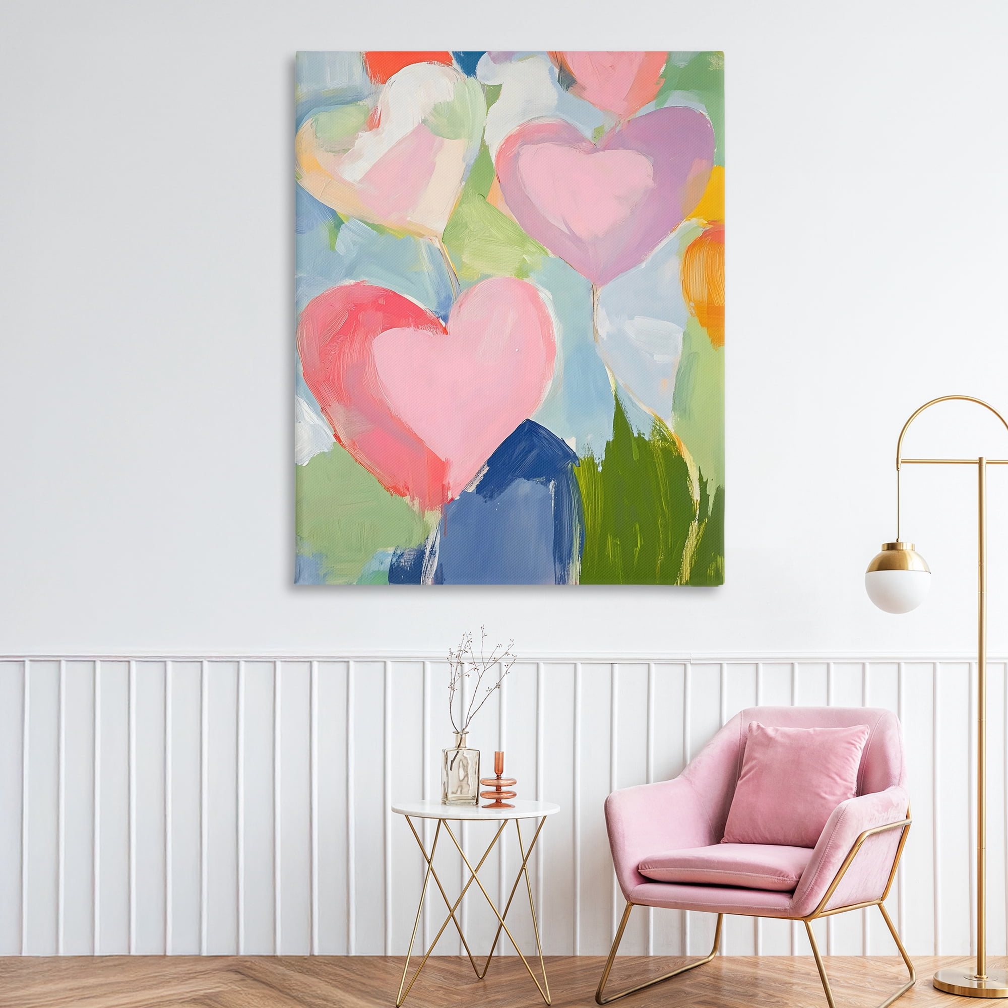 Stupell Industries Pink Hearts Abstraction Canvas Wall Art, design by The Prints Vibe