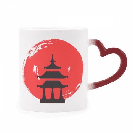 

Temple Brush Japan Heat Sensitive Mug Red Color Changing Stoneware Cup
