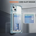 thumbnail image 3 of Wallet Case for iPhone 14 Plus, with Card Holder Slot Built-in Kickstand Shockproof Slim Hard Back Cover Soft TPU Bumper Translucent Clear for iPhone 14 Plus, Blue, 3 of 8
