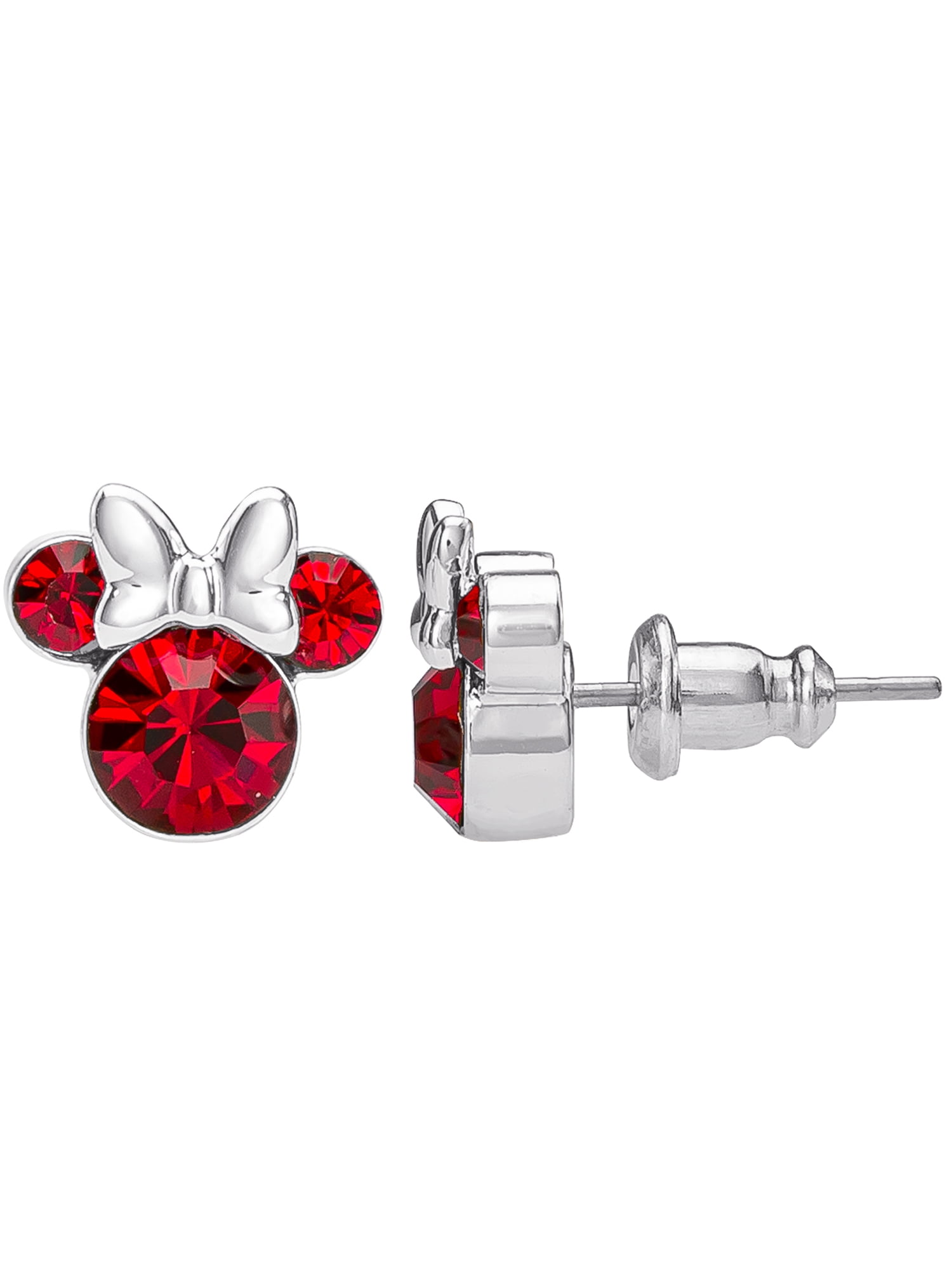 Minnie Mouse July Birthstone Silver-Plated Crystal Stud Earrings