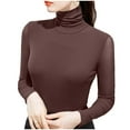 thumbnail image 3 of aidice Women Turtleneck Tops Mesh Long Sleeve Shirt Plain Blouse Slim Fitted Stretch Basic Layer Undershirt, 3 of 7