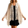 thumbnail image 3 of AHMOMEI Women’s Lace Floral Open Front Kimono Cardigan, Lightweight Sheer Embroidered Cover Up, Casual Summer Beach Shawl (Beige), 3 of 6
