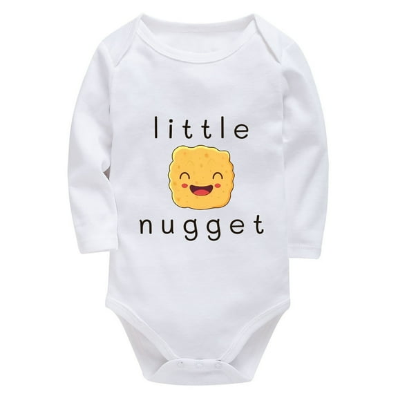 Little Nugget Baby White Onesie Long Sleeve Baby Boy Rompers Newborn White Clothes Baby Girl 0-3 Month