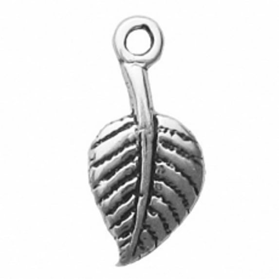Sterling Silver 16" .8mm Box Chain Mini Aspen Leaf Pendant Necklace