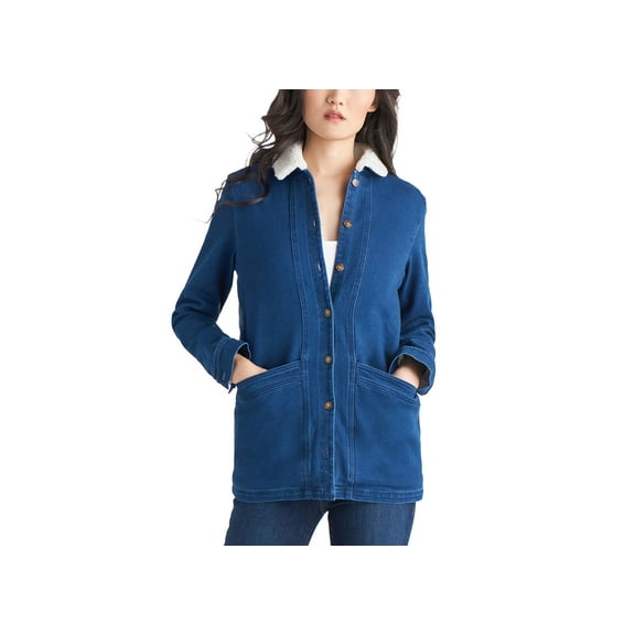 Petite Sherpa Denim Jacket Deep Blue PL