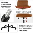 thumbnail image 5 of WIAIO PU Stool Chair with Wheels Hight Adjustable Swivel Vanity Chair for Home Office Desk Chair with Wide Seat,Brown, 5 of 6