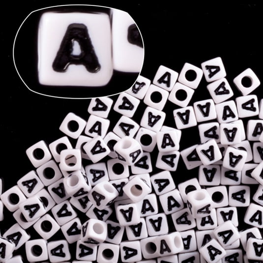 Letter A White Acrylic Cube Alphabet Beads 7mm 209cnt Pack 2 Pack Value Bundle Save 1 Walmart Com