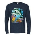 thumbnail image 2 of Pair of Dolphins Swimming in Ocean Animal Lover Mens Long Sleeve Shirt, Vintage Heather Navy, 3XL, 2 of 3
