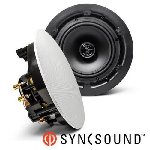 SyncSound SS-ICS-8 2-Way In-Ceiling Speakers 8'' 90 Watts 8 Ohms Sold As A Pair White Frameless