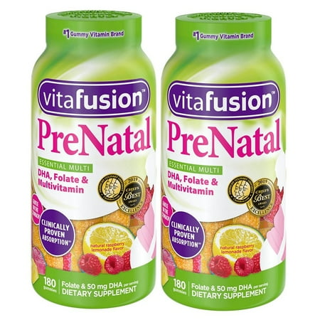 2 PACK | VitaFusion PreNatal DHA, Folate and Multivitamin Gummy, 180 ct.