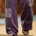 thumbnail image 4 of SGFCWSX Mens Harem Pants Print Patchwork Elastic Waist Drawstring Pockets Loose Boho Hippie Beach Casual Pants Purple Size M, 4 of 5