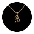thumbnail image 2 of LOVEBLING 10K Yellow Gold Diamond Cut Cursive Initial Pendant Charms Available Letters from A to Z (B), 2 of 3