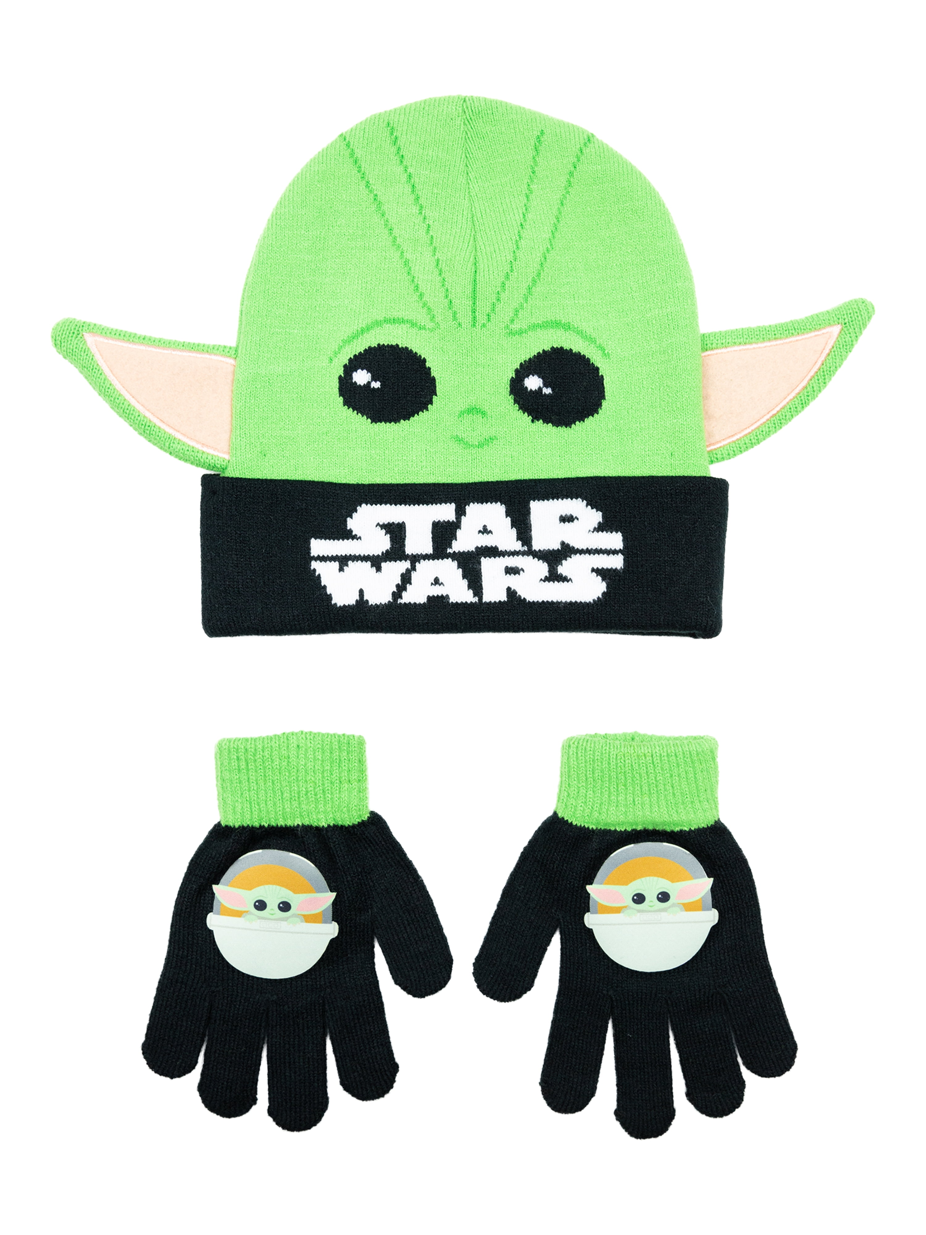 Boys Baby Yoda 3 Pc SET Scarf Beanie Hat & Gloves MANDALORIAN Star Wars Age 4-12 