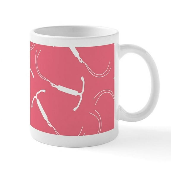 CafePress - Pink IUD Pattern Mugs - 11 oz Ceramic Mug - Novelty Coffee Tea Cup