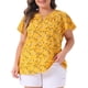 thumbnail image 1 of GRACE & GRANDEUR Camisa Blusa de Chiffon Floral de Manga Corta con Escote en Llave para Mujeres Talla Grande 4X Amarillo, 1 of 8