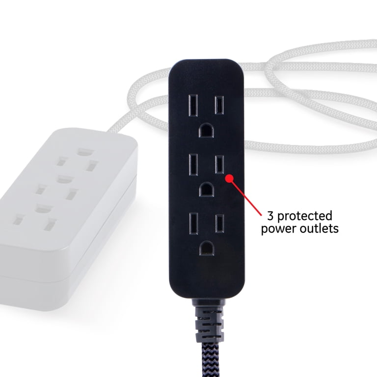 Feet Extention White Extension Cord 15+ Feet 15-Foot Extension Cord With 3 Outlets ...