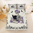 thumbnail image 5 of Manfei Spooky Halloween Print Bed Sheets,Purple Floral Full Size Sheets,4-Piece,1 Flat Sheet, 1 Fitted Sheet and 2 Pillowcases, 5 of 6