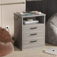 thumbnail image 6 of Afuhokles Nightstand Set of 2, Bedside Table with Charging Station 3 Drawers for Bedroom, Gray, 6 of 9