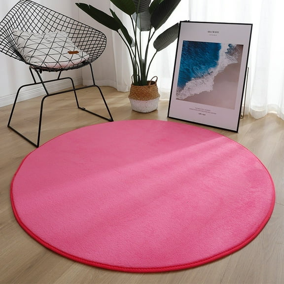 XmhyTop-A Round Area Rugs 80*80cm, Super Soft Circle Carpets, Modern Aesthetic Minimalist Carpet for Bedroom Living Room,1 Piece,Dark Pink