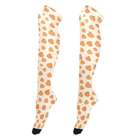 Pumpkin Autumn High Thigh Socks Over Knee Thin Tights Long Stocking for Women Leg Warmer