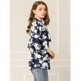 thumbnail image 4 of INSPIRE CHIC Blusa Vintage Con Lazo De Color En Contraste Floral Bohemio Para Mujer Blusas De Mujer Elegantes Azul marino M, 4 of 6