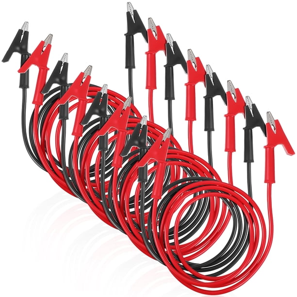 8 cables puente con pinzas de cocodrilo, cables de prueba eléctricos, cables con pinzas de cocodrilo, pinzas de cocodrilo de doble extremo para pruebas con multímetro