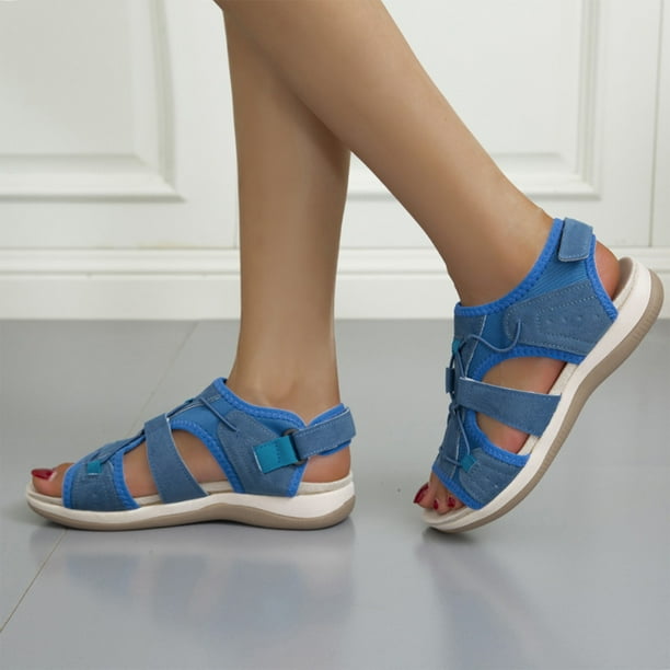 Sandalias de boca de pez de color sólido con cuña de punta redonda cómodas y a la moda para mujer Wmkox8yii sa2167