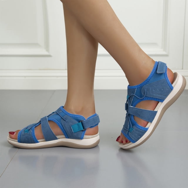 Sandalias de boca de pez de color sólido con cuña de punta redonda cómodas y a la moda para mujer Wmkox8yii sa2168