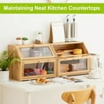 thumbnail image 3 of Farmhouse Bread Box for Kitchen Countertop Bread box Double Layer Bamboo Wooden Extra Large Capacity Bin Kitchen Food Storage Container, 3 of 8