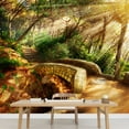 thumbnail image 3 of wall26 - Mystical Park Old Trees and Ancient Stone Bridge Pathway - Removable Wall Mural | Self-Adhesive Large Wallpaper - 66x96 inches, 3 of 6