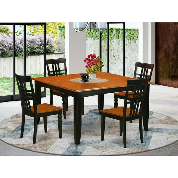 East West Furniture Parfait 5-piece Wood Kitchen Table and Chair Set in Black