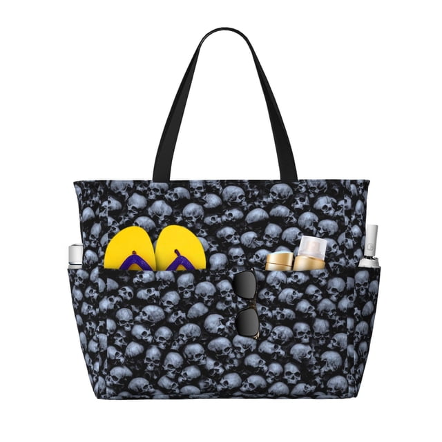 Easygdp Gothic Skull Bolsa de Viaje de Playa de Gran Capacidad, Bolsa Tote Perfecta para la Playa, Escapadas de Fin de Semana y Viajes