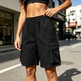 thumbnail image 5 of Cagogo Women Plus Size Cargo Bermuda Shorts Elastic Waist Pants with Pockets Casual Loose Fit Active Summer Workout Beach Lounge Travel Shorts, Black 3XL, 5 of 9