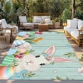 thumbnail image 2 of Easter Bunny Outdoor Rug for Patio/Deck/Porch, Non-Slip Large Area Rug 5 x 8 Ft, Spring Watercolor Eggs Flower Wood Grain Teal Indoor Outdoor Rugs Washable Area Rugs, Camping Rug Carpet Runner, 2 of 8