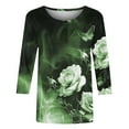 thumbnail image 5 of successthop Floral Blouses for Women Plus Size 3/4 Sleeve Tops Oversized Crewneck Casual Shirts Floral Clothes, 5 of 5