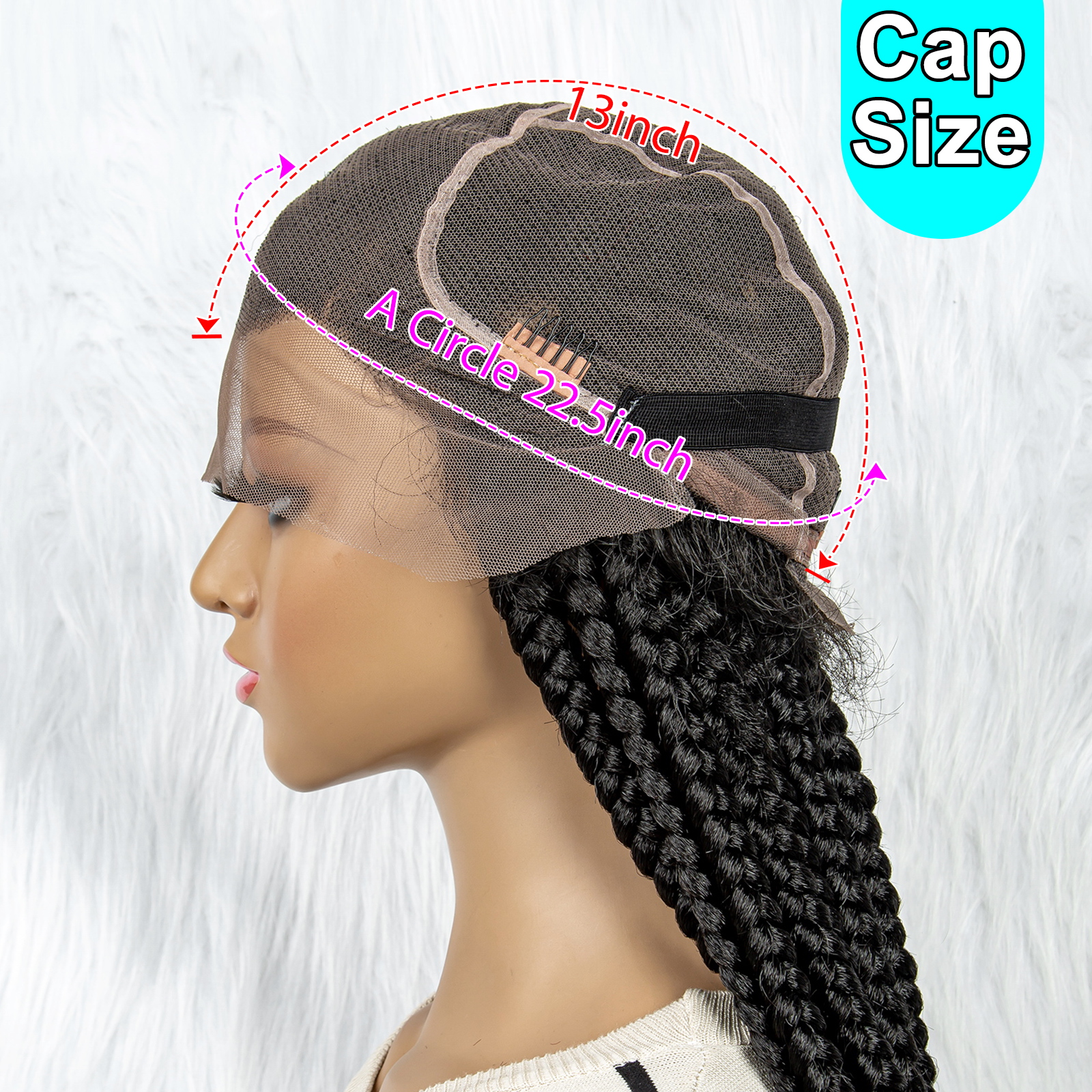 Full Lace Cornrow Braids Synthetic Lace Front Wig 36 Inches Big Square Knotless Box Braids Wig with Baby Hair Braided Wigs for Black Women