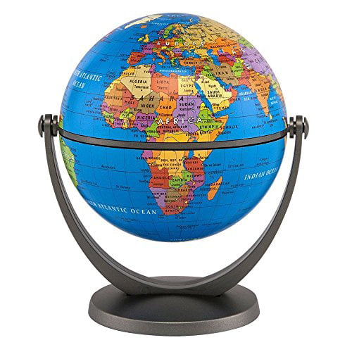 Waypoint Geographic GyroGlobe 4 Educational Blue Oceans UP-TO-DATE Compact Mini Globe Swivels in All Directions Office & Classroom Perfect for Small Spaces at Home