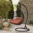 thumbnail image 2 of LeisureMod Hanging Swing Chair Two-Person Seater Egg Chair Black Frame in Teardrop Design with Armrest Removable Zippered Washable Polyester Cushion Cover for Indoor and Patio Recluse Collection, 2 of 11