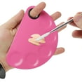 thumbnail image 2 of Unique Bargains 1 Set Foundation Spatula and Palette Set Durable Semicircle Makeup Artist Tools Pink Silver Tone, 2 of 5
