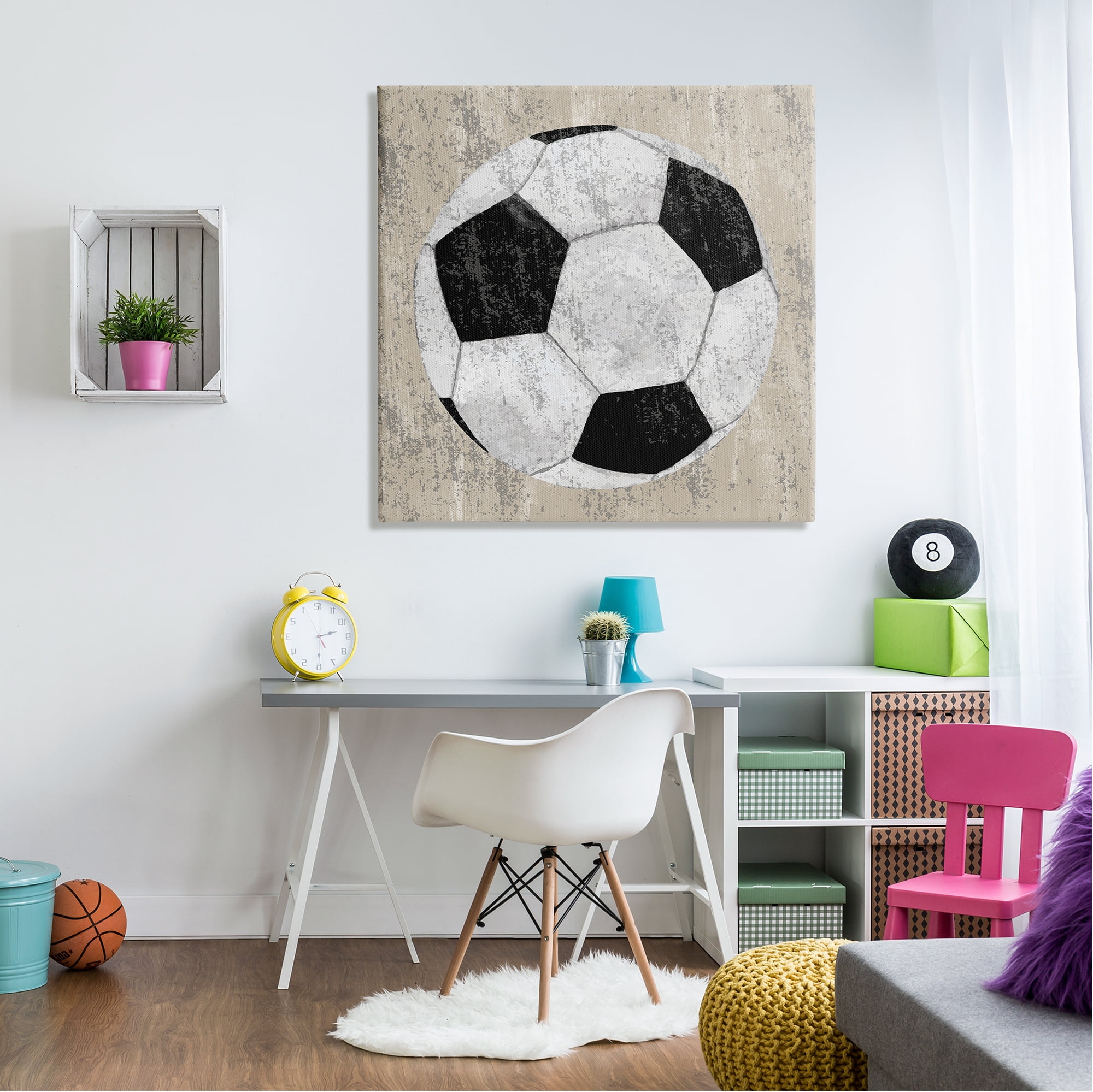 Stupell Industries Rustic Sports Soccer Ball Abstract Painting Gallery Wrapped Canvas Art Print Wall Art, 36 x 36