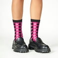 thumbnail image 4 of Fuzoiu pink and black argyle Print Kids Socks For Boys Girls,Grip Crew Socks with Non Slip,Lightweight Stretch Crew Socks,Toddlers Crew Boot Socks, 4 of 5
