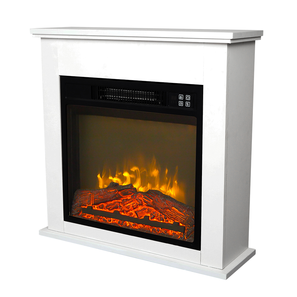 ZOKOP Electric Fireplace 18 Inch White Wood Cabinet Style 1400W with ...