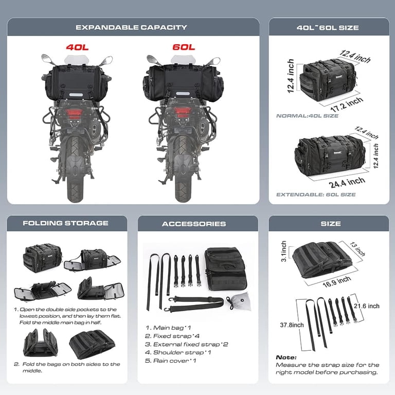 Rhinowalk Motorcycle Saddle Bag Motorbike Tail Bag Waterproof